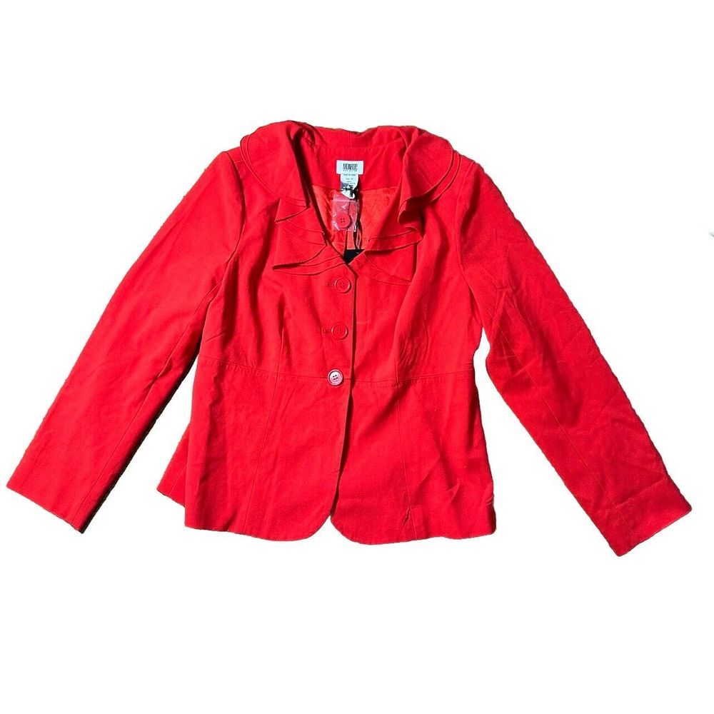 Women's Monroe and Maine Red Ruffle Collar Blazer  Size‎ 10